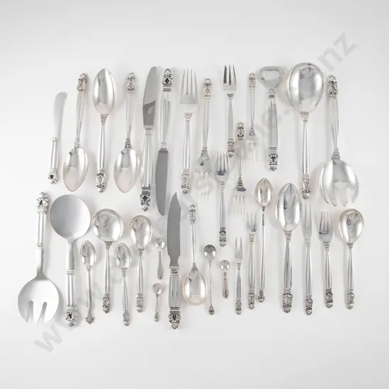 84 Piece George Jensen S/S "Acorn" Pattern Suite Of Cutlery & 5 Other Jensen Pieces