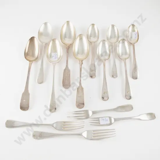 Geo III S/S Tablespoon, Pair Scottish S/S Dessert Forks, 9 S/P TablespoonS & Pair S/P Table Forks