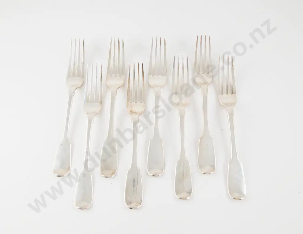 Composed Set Of 8 Irish & English S/S Table Forks Image 1++
