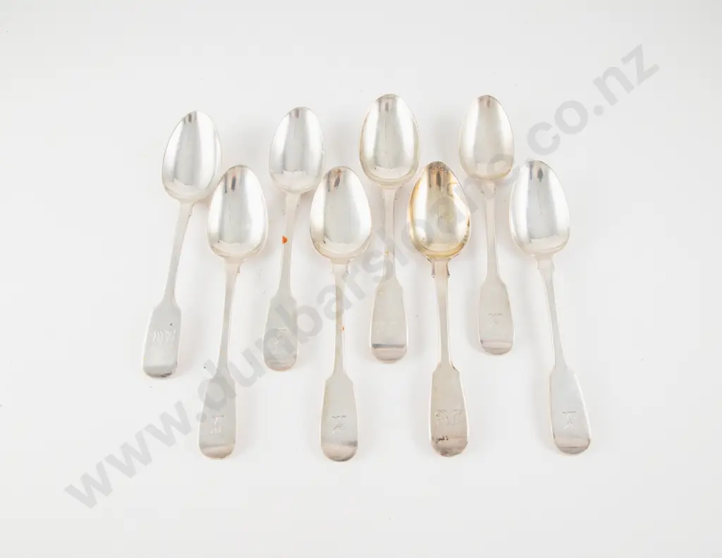 Composed Set Of 8 Irish S/S Dessert Spoons Image 1++