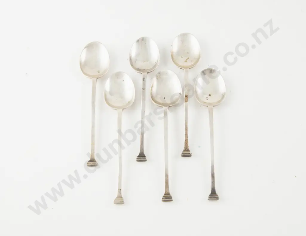 Set Of 6 Geo V S/S Seal Top Coffee Spoons Image 1++