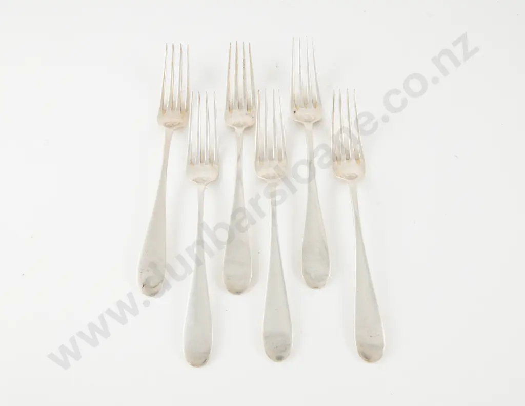 Set Of 6 Continental Silver Dessert Forks Image 1++