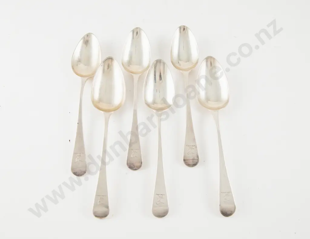 Set Of 6 Geo III S/S Dessert Spoons Image 1++