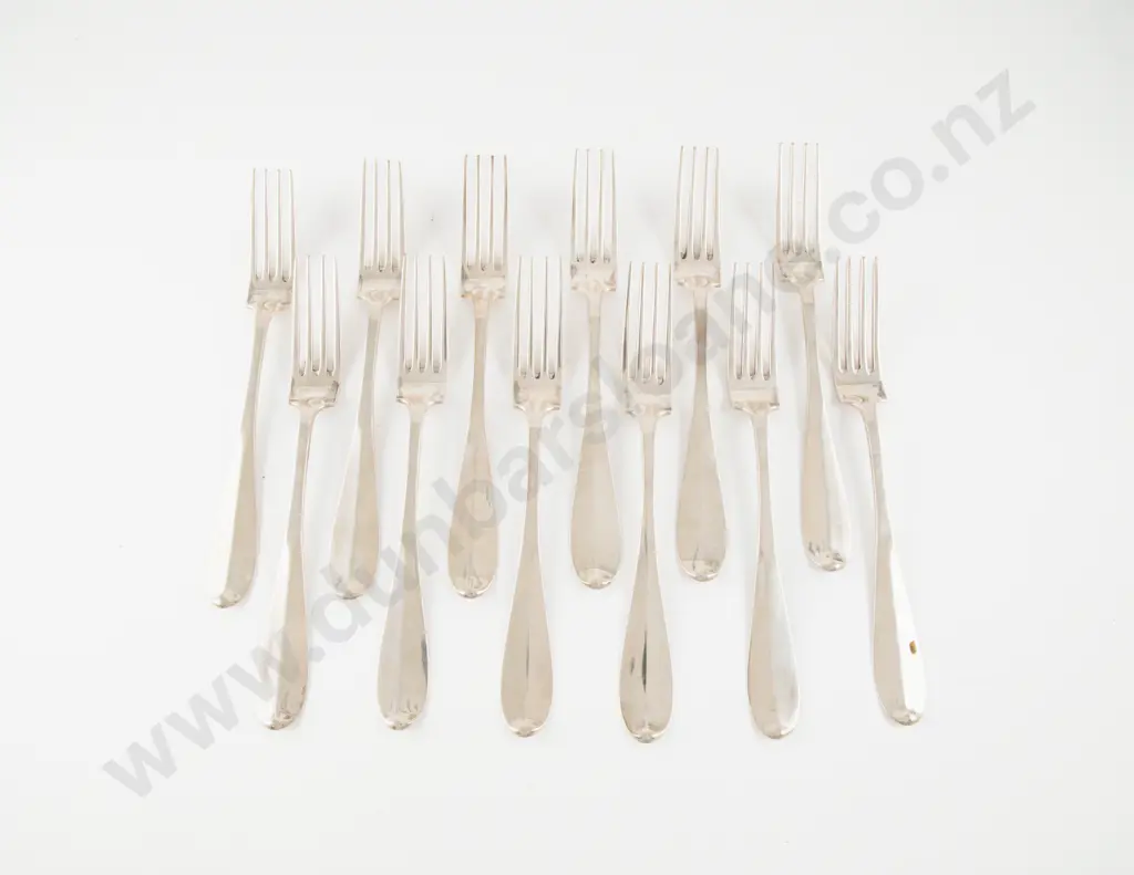 Set Of 12 Belgian Silver Table Forks Image 1++