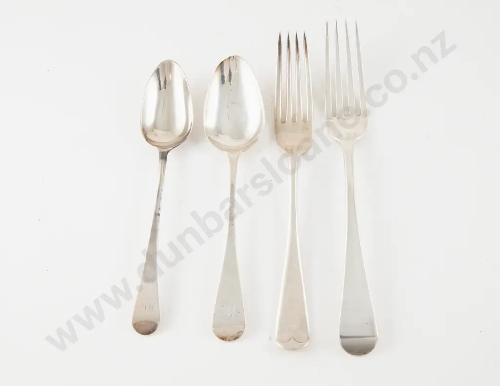 4 Various Old English & Hanoverian Pattern S/S Forks & Spoons Image 1++