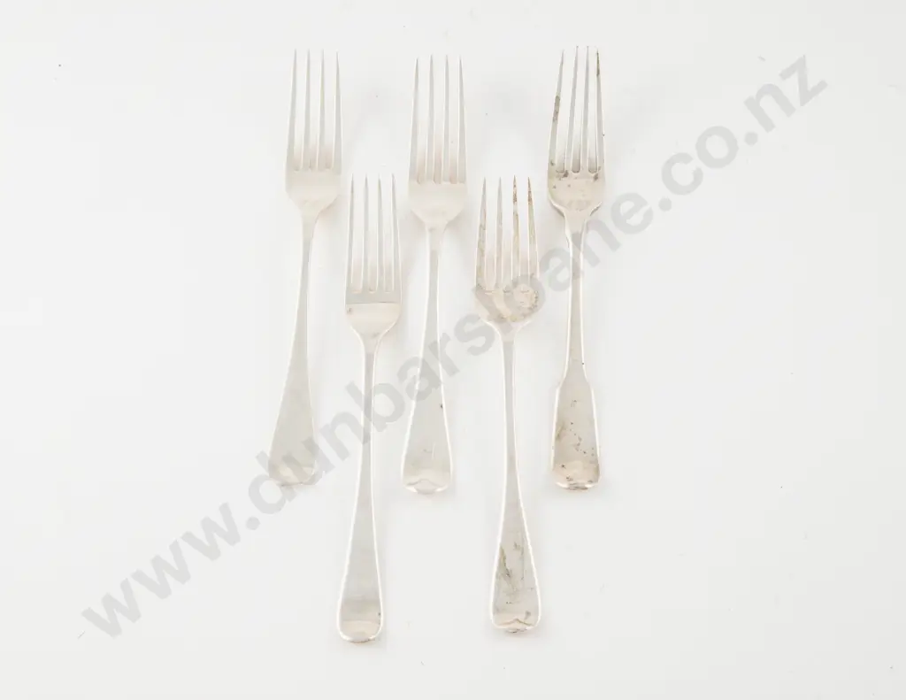 Composed Set Of 5 C19th S/S Dessert Forks Image 1++