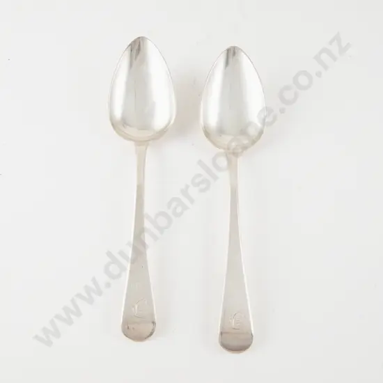 Pair Geo III S/S Tablespoons by Thomas Streetin
