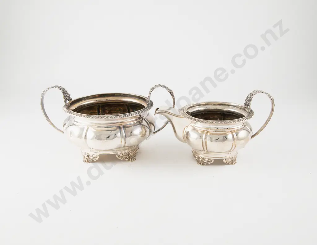 C19th S/S Sugar Bowl & Milk Jug Image 1++