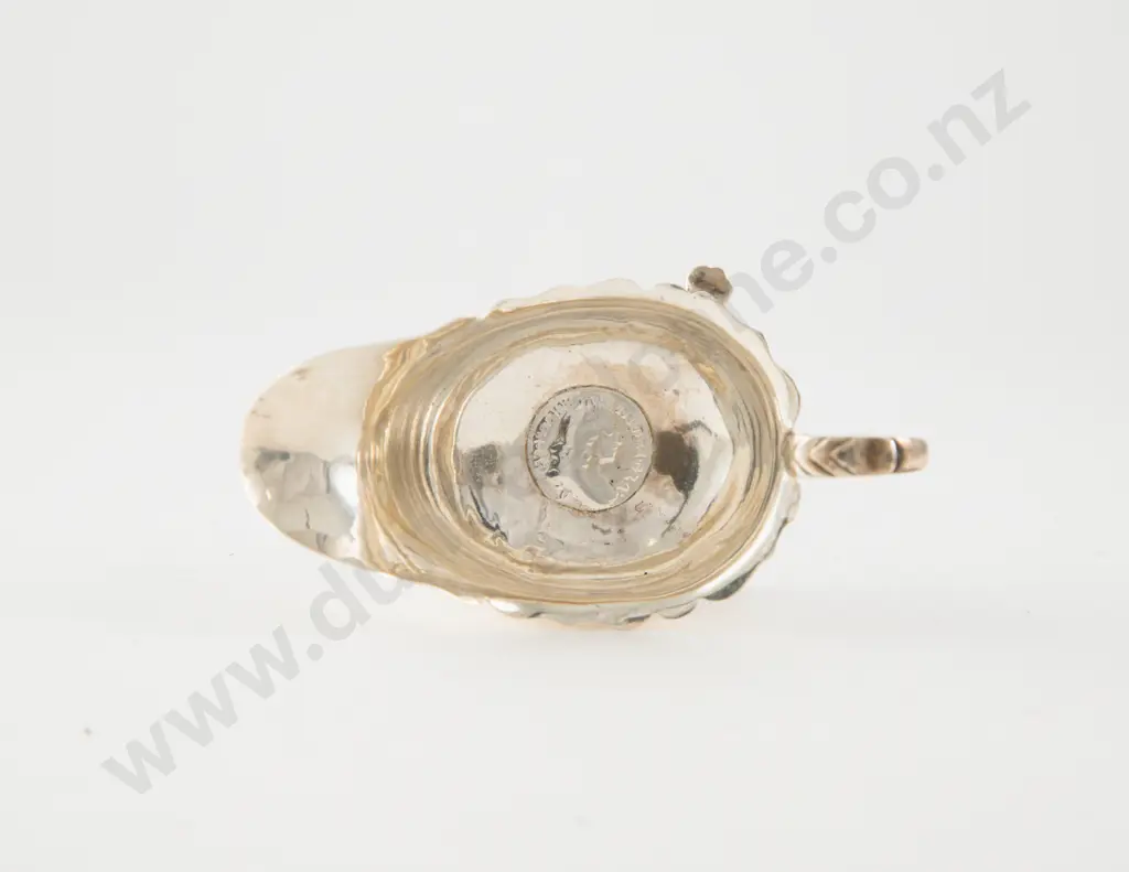 Edw VII S/S Coin Inset Sauce Boat Image 1++