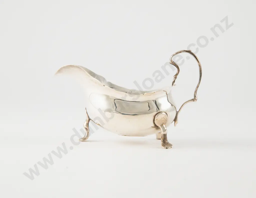 Edw VII S/S Coin Inset Sauce Boat Image 1++