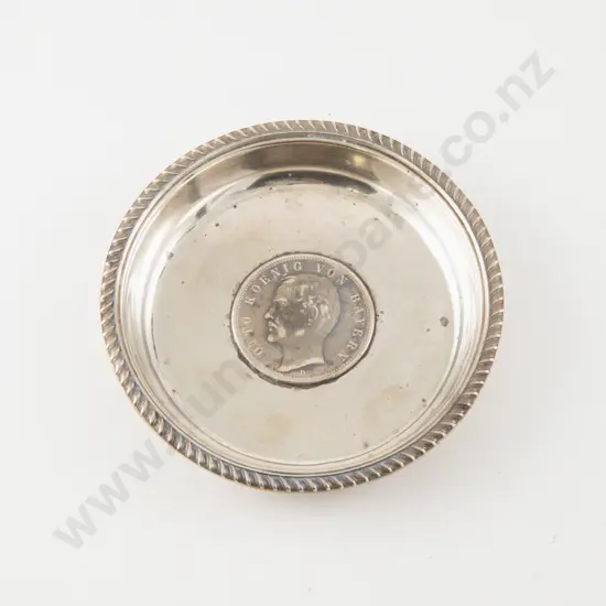 Edw VII S/S Coin Inset Circular Dish