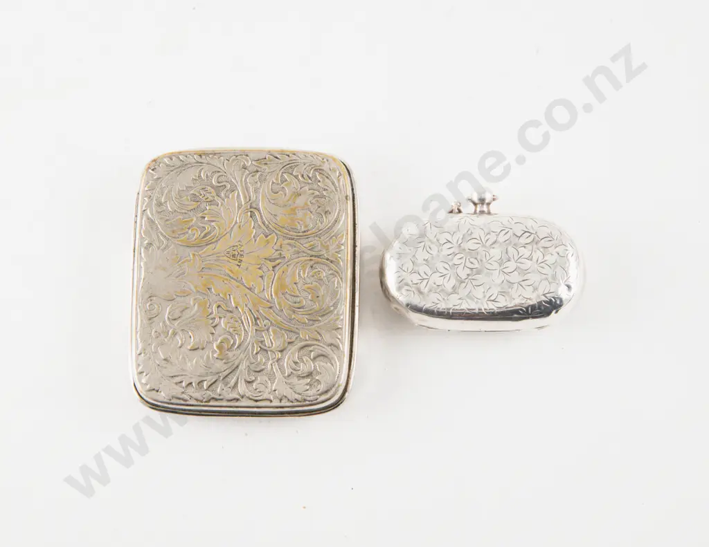 Antique J W Benson Nickel Plated Metal Coin Holder and S/S Double Sovereign Case Image 1++