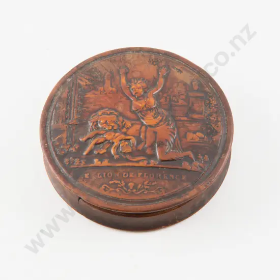 C19th Burl Wood Circular Snuff Box