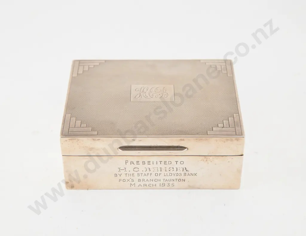Geo V Art Deco S/S Cigarette Box Image 1++