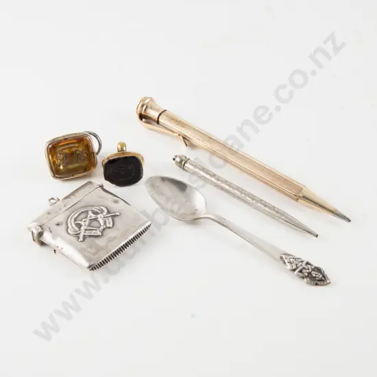 S/S Vesta - Siam Sterling Spoon with Plated Bridge Pencil and Rolled Gold Propelling Pencil