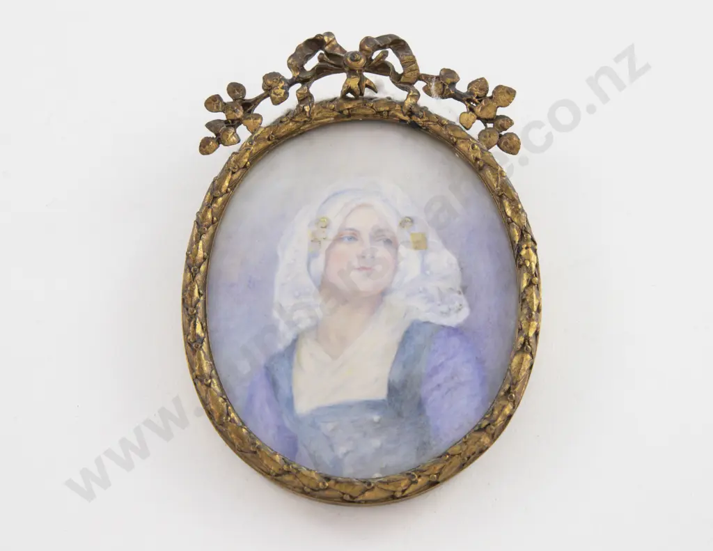 C19th European Miniature Portrait Of A Young Woman Image 1++