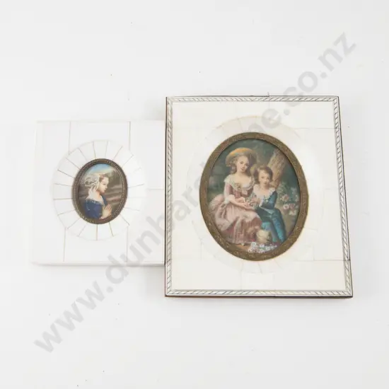 Two Piano Key Framed Miniatures of Madonna and Gainsborough Children