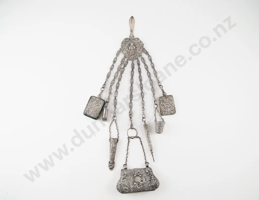 Victorian Silver Plate Asian Inspired Chatelaine Image 1++