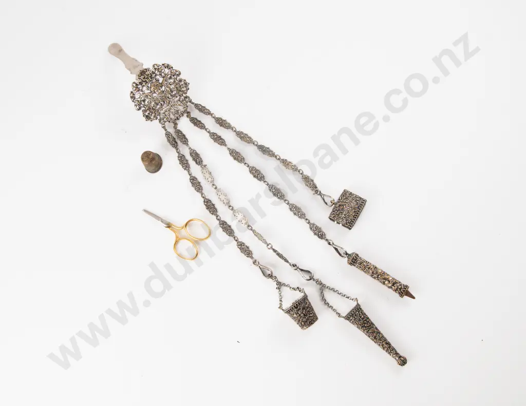 Victorian White Metal Chatelaine Image 1++
