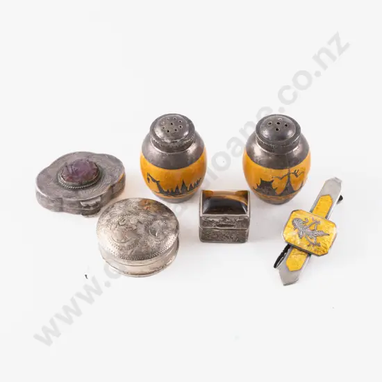 Siam Silver and Enamel Miniature Pepper and Salt