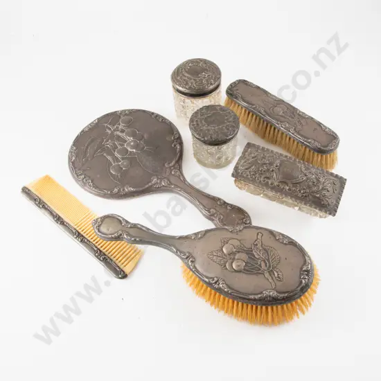 Seven S/S Mounted Dressing Table Accessories