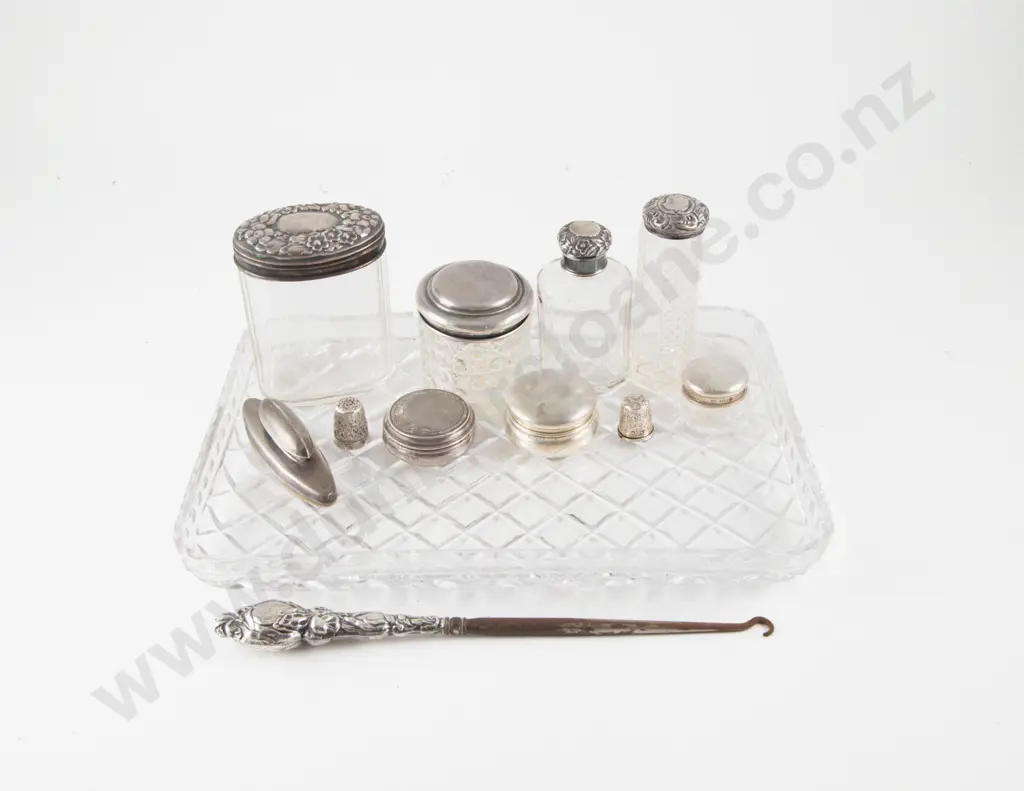 Ten Various S/S Vanity Items & Cut Crystal Trinket Tray Image 1++