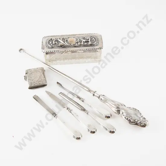 Edwardian S/S Embossed Lid Vanity Pin Box