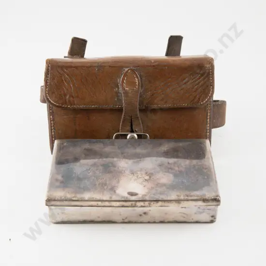 Horse Riders Vintage (WWI) Leather Cased S/P Sandwich Tin by Swaine & Brigg London