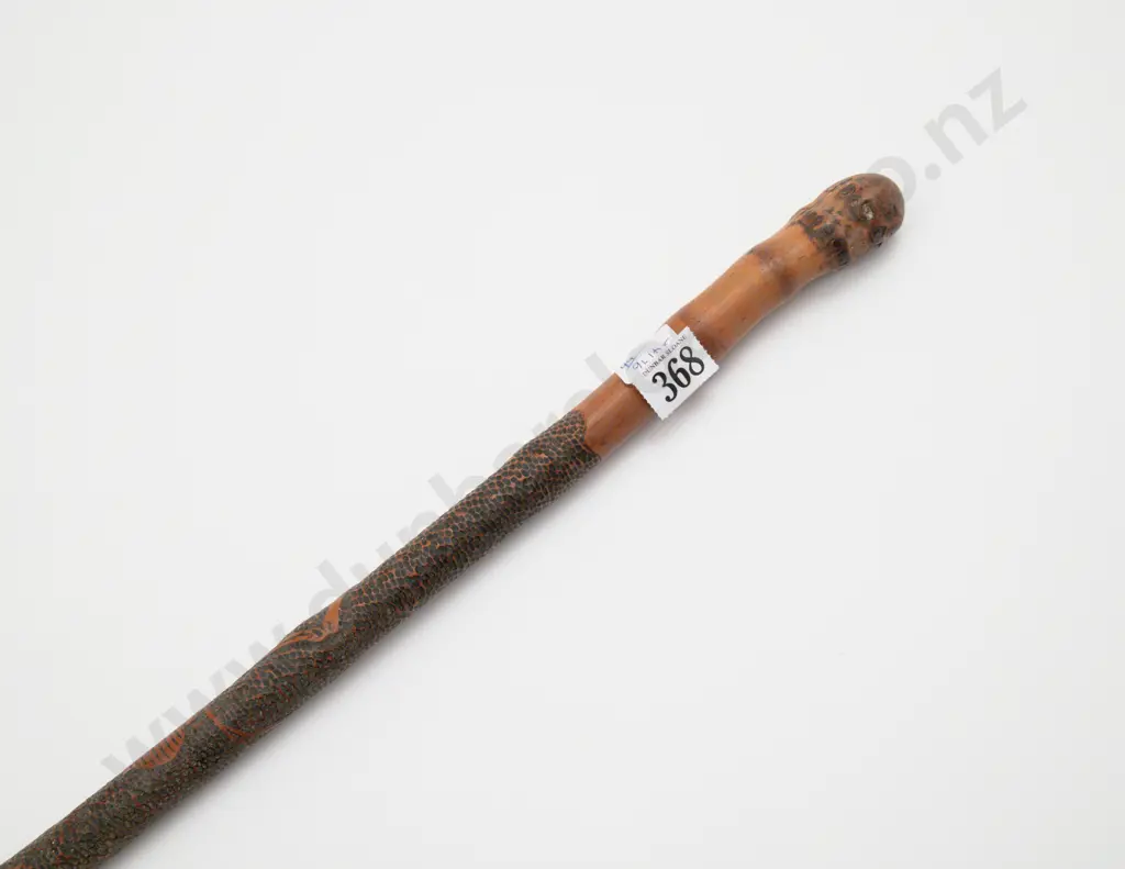 WWII NZ Japanese Prisoner of War Carved Walking Stick Image 1++