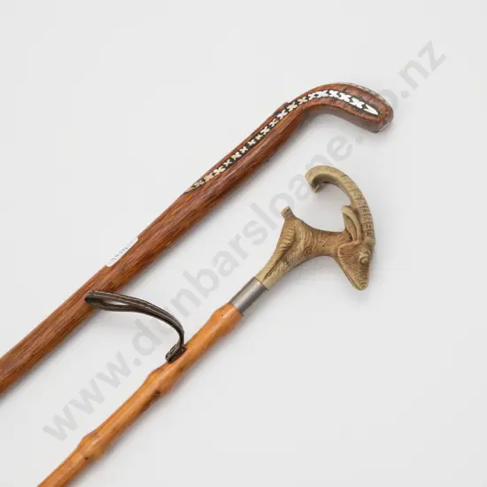 Pacific Island Hardwood Inlaid MOP Walking Stick