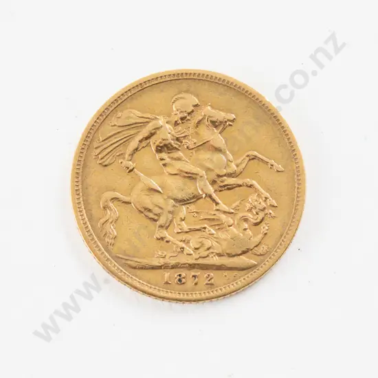 1872 Victoria Gold Sovereign no mint mark