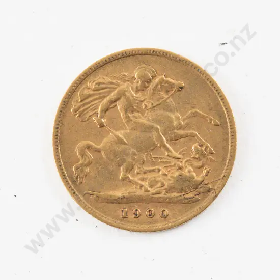 1900 Victoria Half Gold Sovereign no mint mark