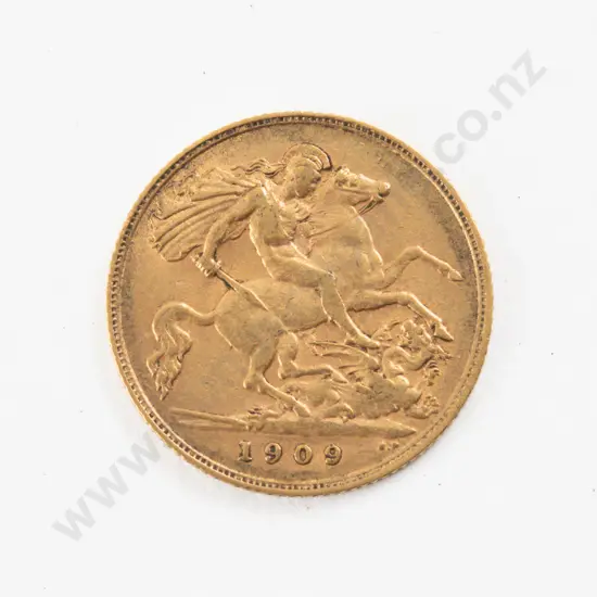 1909 Edw VII Gold Half Sovereign no mint mark