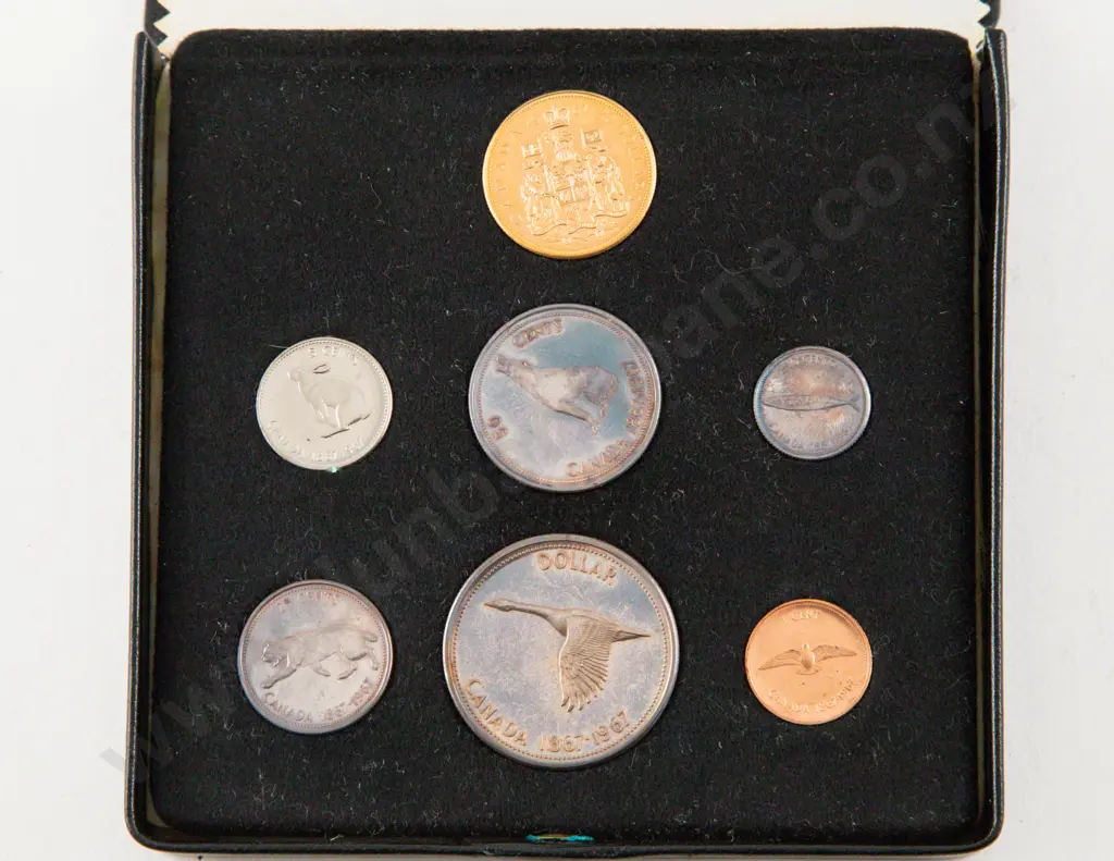 1967 Canadian Royal Mint Seven Specimen Coin Set with Gold $20 Image 1++