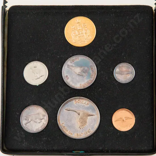 1967 Canadian Royal Mint Seven Specimen Coin Set with Gold $20