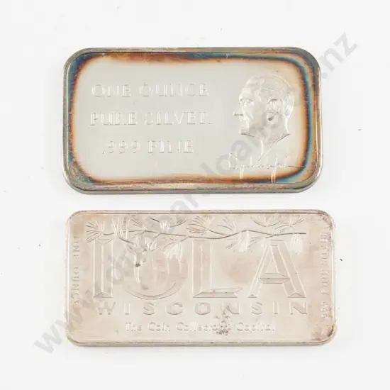 US Two One Ounce .999 Fine Silver Ingots