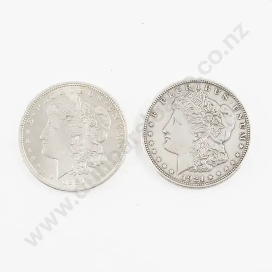 US Two 1921 Morgan Silver Dollars Philadelphia Mint