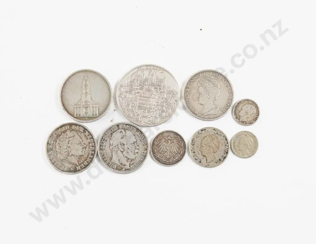 500 Jahre Albrecht Dürer 1471-1971 Silver Medal with 3 German Marks and Five Nederlands Silver Coins Image 1++