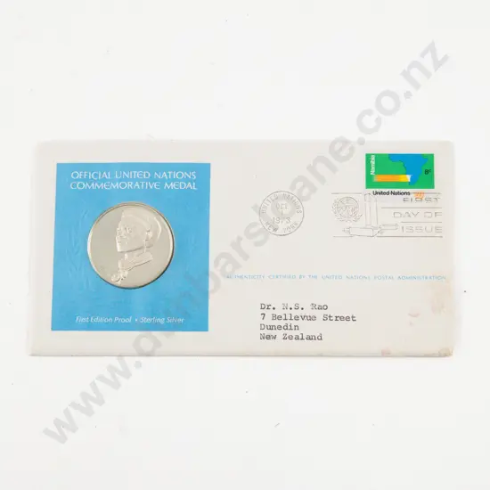 United Nations 1973 FCD with Proof S/S Commemorative Medal Namibia