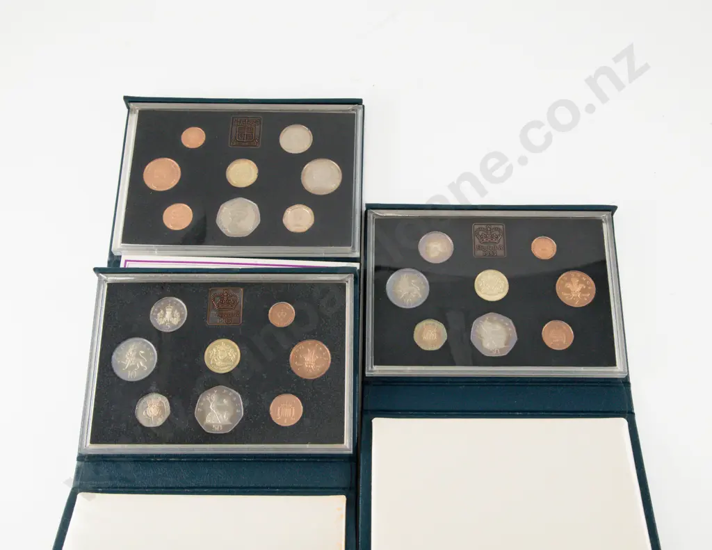 UK 1983 Proof Nine Coin Collection Royal Mint x3 Image 1++