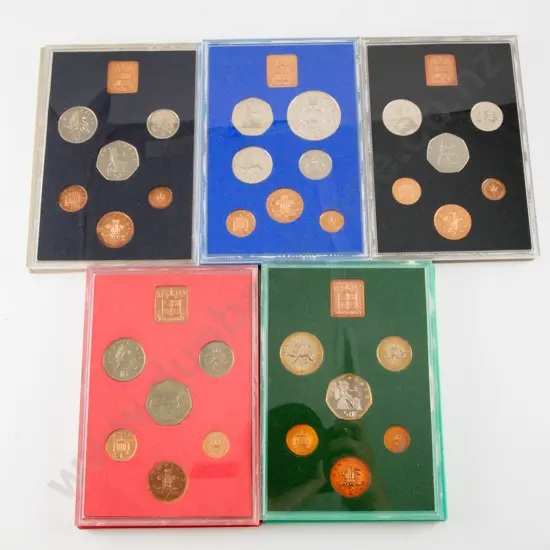 Coinage of Great Britain and Northern Ireland Nine and Seven Coins 1973 1975 1976 1977 1978