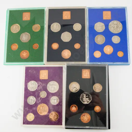 Coinage of Great Britain and Northern Ireland Nine and Seven Coins 1970 1971 1975 1976 1977