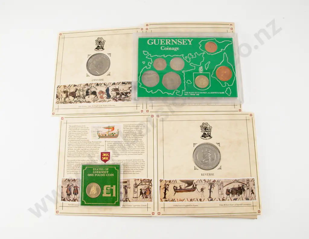 1987 Guernsey £2 William the Conqueror Comm Proof Coin x2 - 7 Coin Pack - 1983 £1 Image 1++