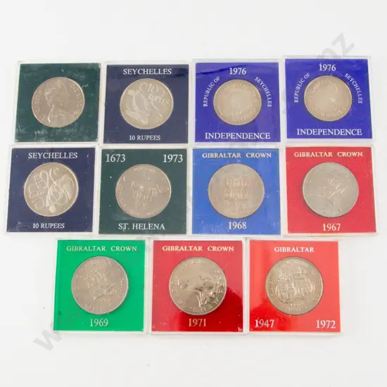 Seychelles - St Helena - Gibraltar Commemorative Unc Coins x11
