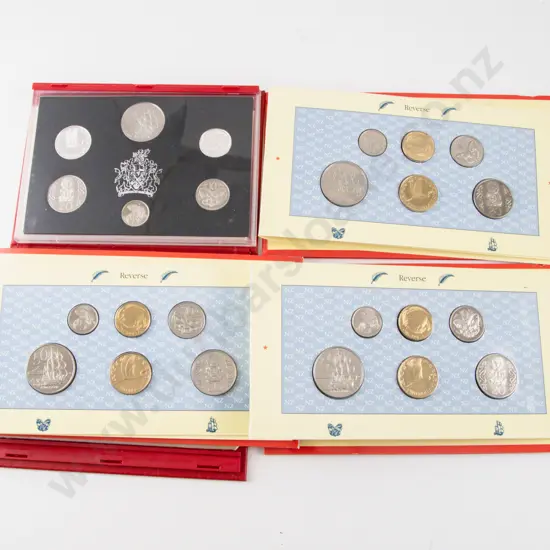 NZ 1990 Proof Silver Six Coin Set with Unc Coin Issue x3