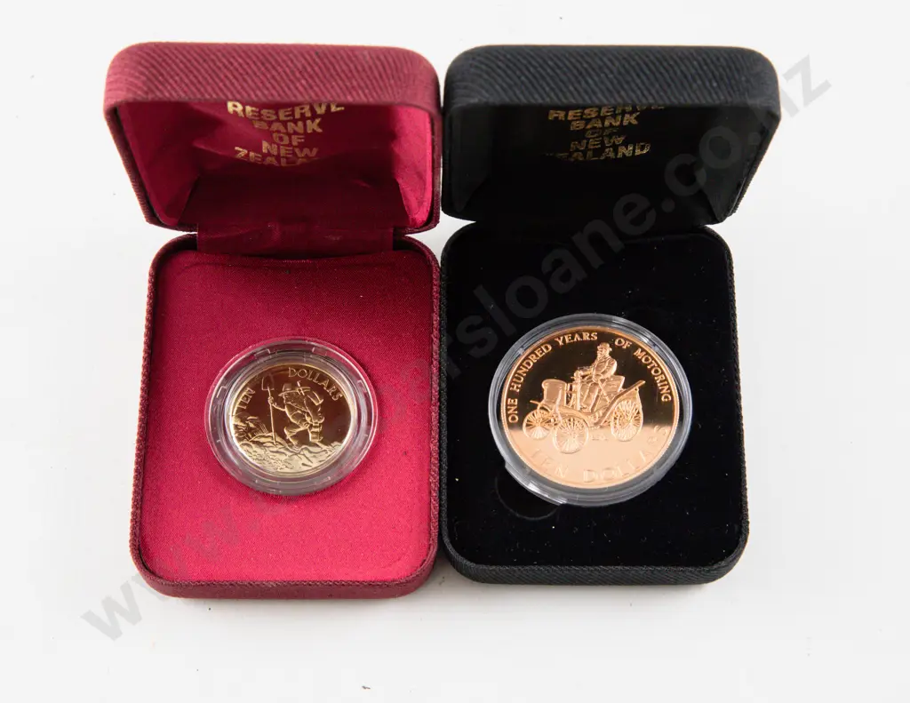NZ 1997 Bonanza Gold Unc $10 and 1998 100 Years of Motoring Unc $10 Image 1++
