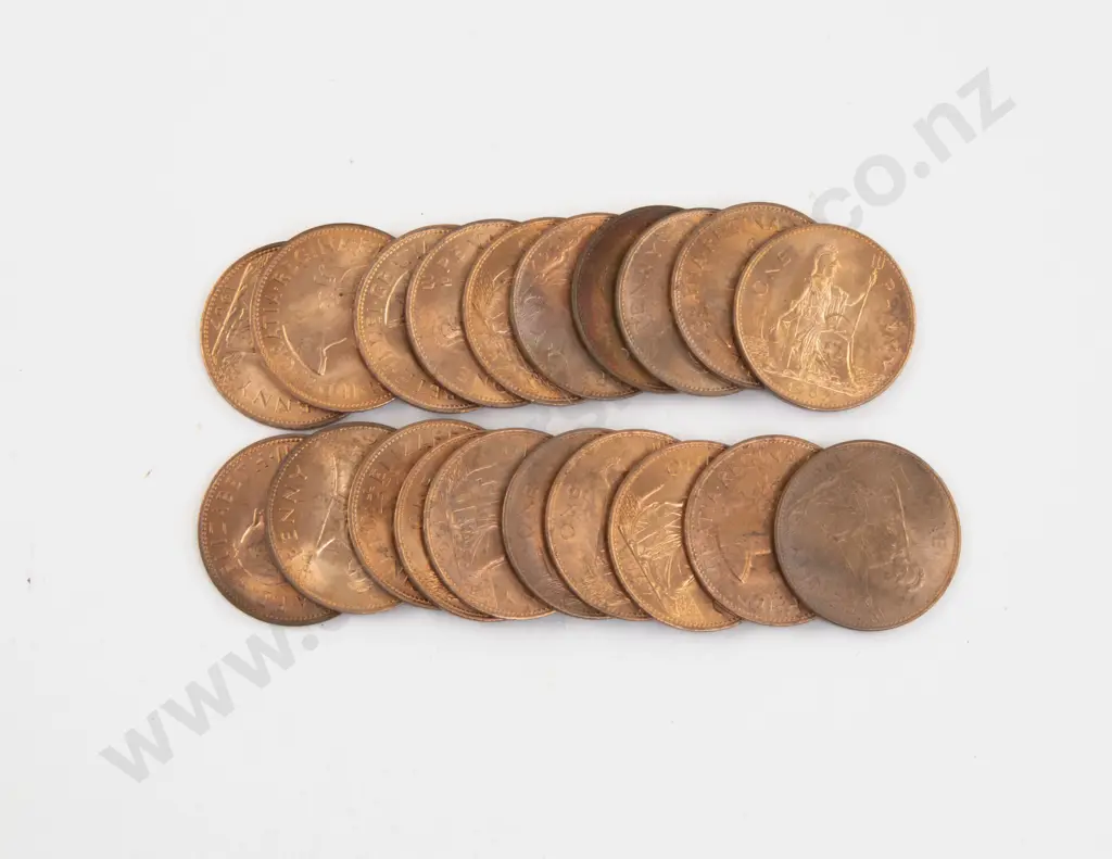 UK 1967 Fifty Unc Copper Pennies Image 1++