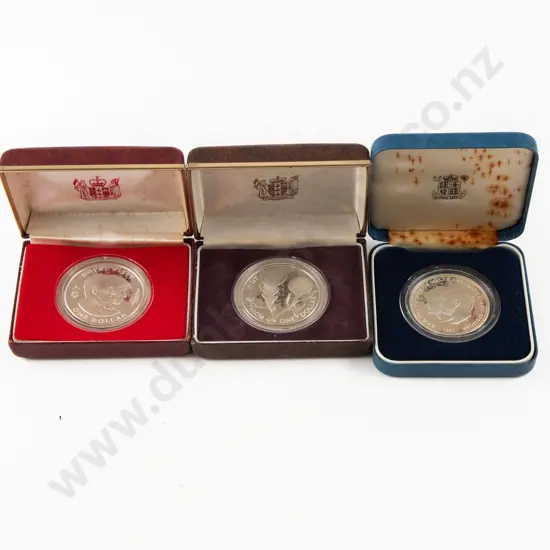 NZ 1981 1983 1986 Royal Visit Silver Proof $1's