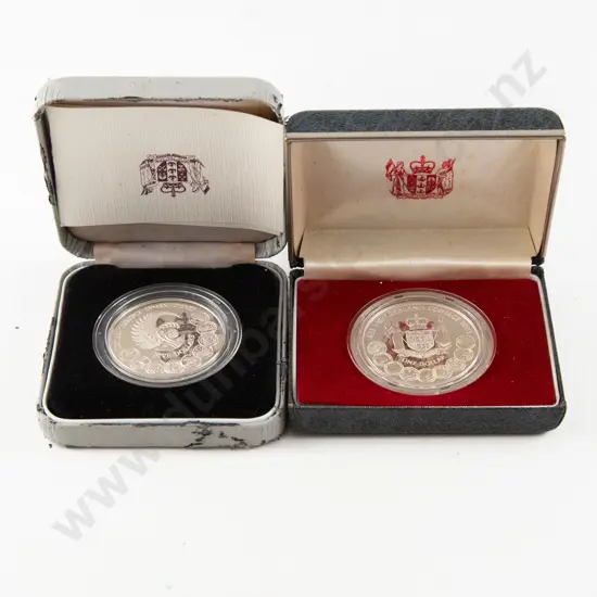 NZ 1983 50th Anniversary of Coinage Proof Silver $5 and $1 Coins