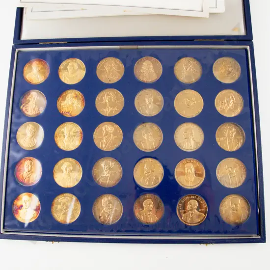 C1975 The Heritage of Great Britain Medals 30 Piece Set Ltd Ed of 500 Silver Gilt Medals